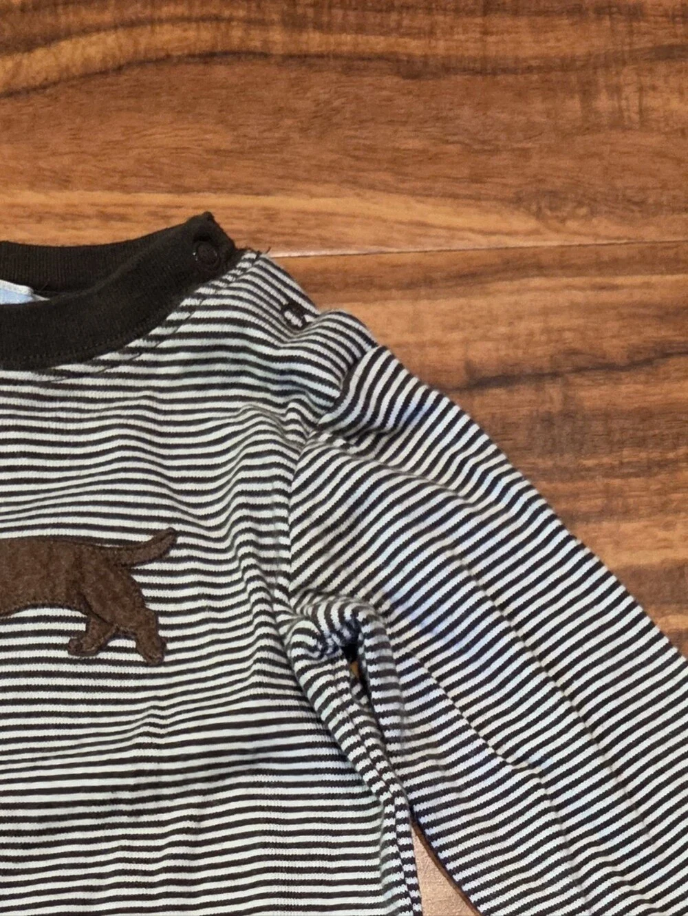 Janie and Jack GUC 12-18 Months Brown Striped Bodysuit with Dachshund Applique